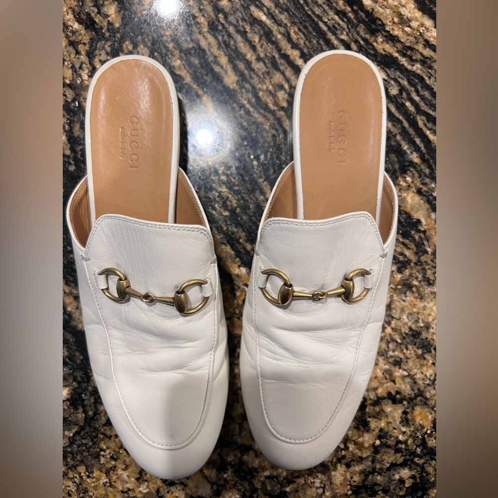 Gucci WOMEN'S PRINCETOWN LEATHER SLIPPER beige  size 6.5